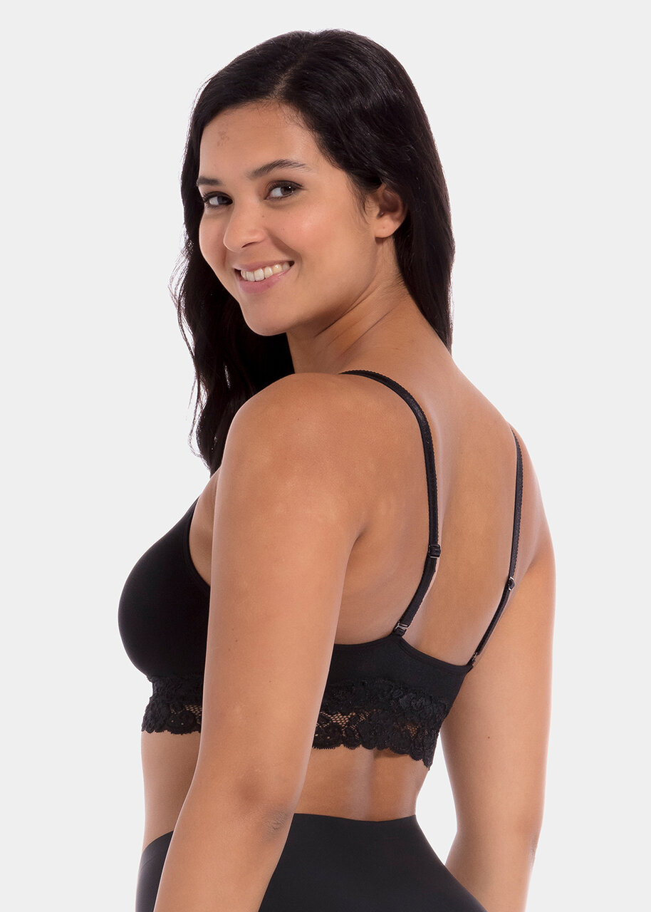Seamless Lace Push Up Bralette With Cross Back And Self Defence