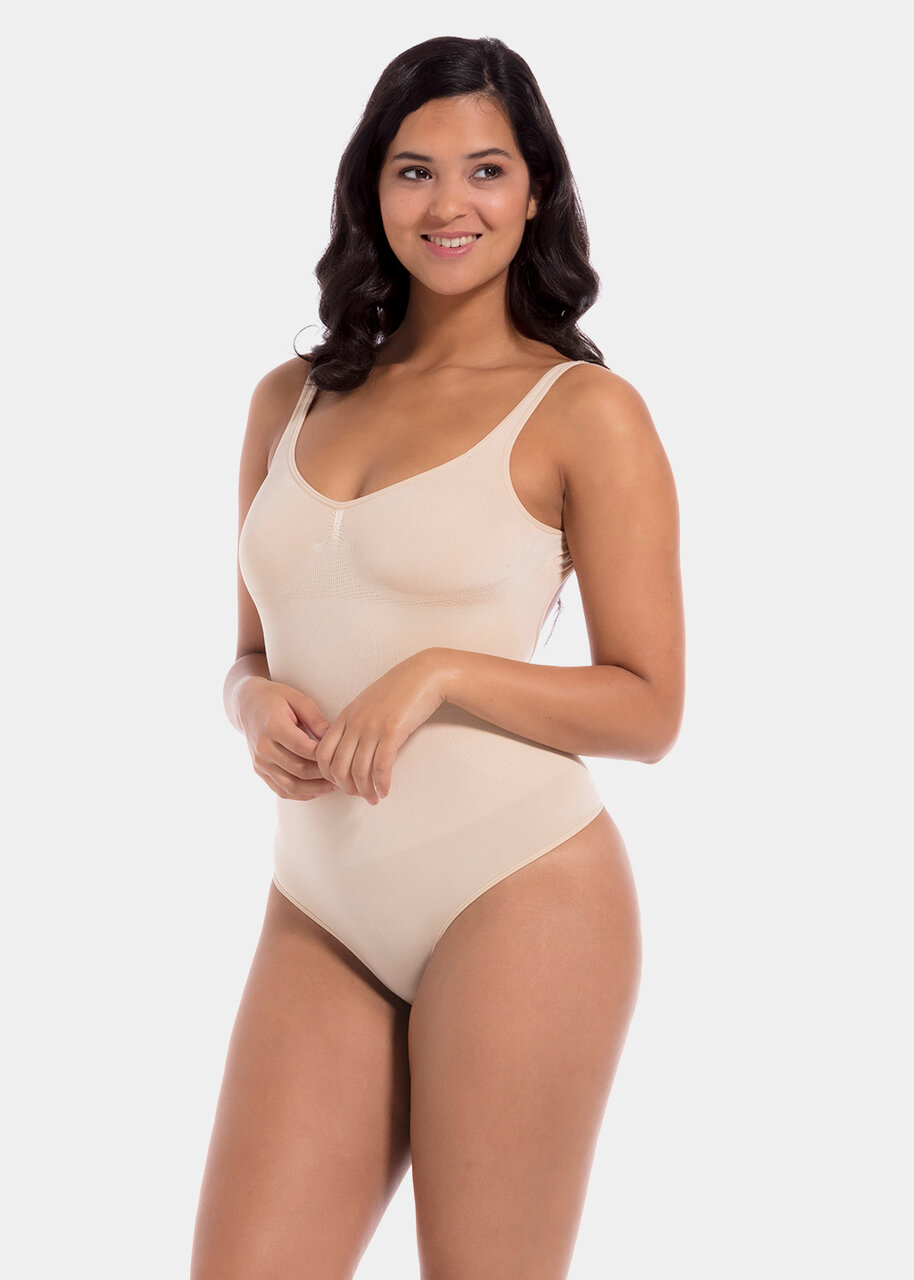 Magic Bodyfashion low back contour shaping bodysuit with short detail in  beige