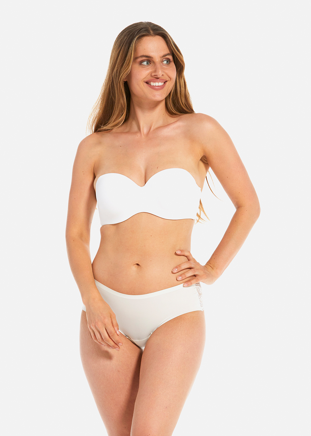 Womens White Multiway Strapless Bra With Racerback Clip